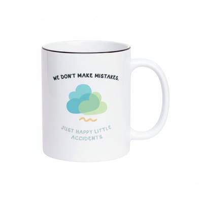 We Maken Geen Fouten, Alleen Happy Little Accidents Koffiemok 330 ml – Grappige & Inspirerende Quote Mok