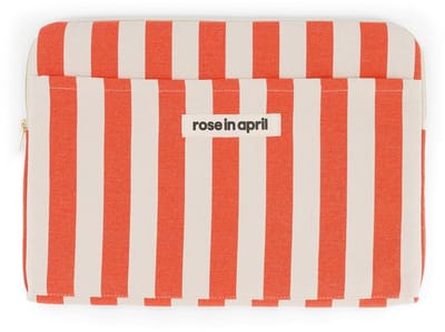 Rose in April | Laptophoes 13&14" - Beige Rood Strepen