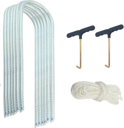 Grondankers Set - Tentharingen Tuinpalen - Vastzetten Buiten - Verzinkt Staal Nylon - 30 cm Lengte - Zilverkleurig