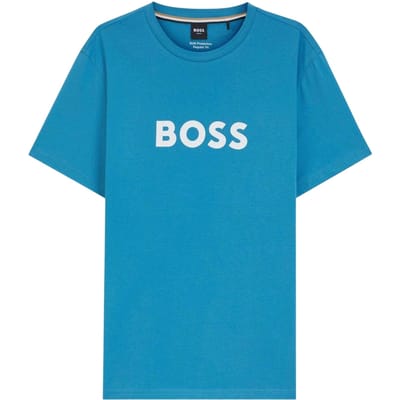 Boss Heren T-shirt katoen met logo (Turquoise/Aqua)