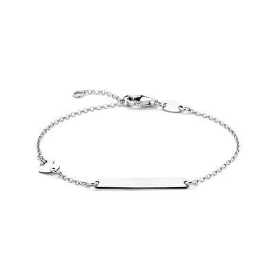 Zilver Gerhodineerd Graveerarmband Hart en Plaat 3,5 Mm 14 - 16 1338747