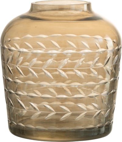 J-Line theelichthouder Tak Rond - glas - beige - 2 stuks