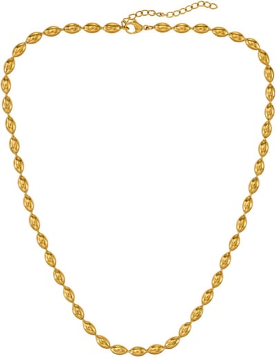 Traveller Ketting - Collier Dames - Edelstaal - Verguld - Ovale Druppels - 45+5 cm - 181311