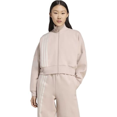 Adidas Originals Off Placed 3 Stripes Zip Up Wonder Taupe Maat: XS | Hoodies Outlet | Dames | Beige
