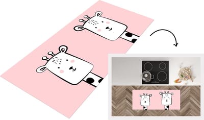 Keukenloper - Loper keuken - Giraffe - Dieren - Roze - 120x50 cm - Keukenloper vinyl