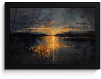Poster in lijst - Fotolijst 30x20 cm - Posters - Gouden Reflectie op Water - Posterlijst zwart - Decoratie - Wanddecoratie woonkamer - Muurdecoratie slaapkamer