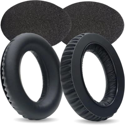 Vervangende oorkussens - Hoofdtelefoon kussens - Muziek luisteren - Premium proteïneleer - 12 x 10 x 1.8 cm - Zwart