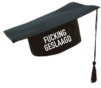 Afstudeerhoed - Fucking geslaagd - soBAD. - zwart - geslaagd - diploma uitreiking - feest artikelen - unisex - one size