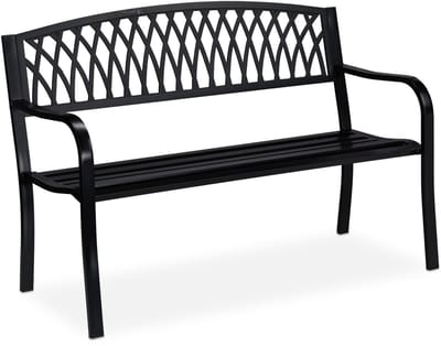 tuinbank - 2 persoons - 87 x 127 x 60 cm - metaal - zwart