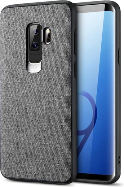 Luxe Leren Back Cover voor Samsung Galaxy S9 | Soft TPU | Hoogwaardige Fabric & Kwaliteits PU Leer | Shockproof Case | Grijs Hoesje