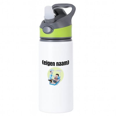Hacebo® - tandarts met eigen naam waterfles met rietje groen - Tandarts - mondhygiënisten/tandartsen - iemand die tandarts is of mondhygiënist - verjaardag - cadeau - kado - geschenk - water fles - 650ML
