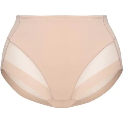 Bye Bra High Brief Tulle Lace High Rise Naadloze Ondergoed, Zachte Stretch Ademende Polyamide Elastaan ​​Slip voor een Glad Silhouet, Beige & Zwart (Beige, S)