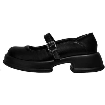 Schoenen voor Dames Lente en Herfst Dames Pumps Mary Jane Ronde Neus Waterdicht Eén Woord Gesp Ondiepe Mond Schoenen Dames 42