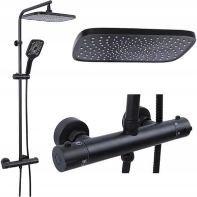 Yoka Home Thermostat Doucheset Mat Zwart - Luxe Regendouche & Handdouche