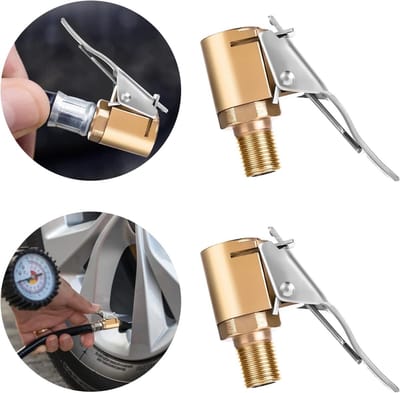 Zware Messing Locking Banden Inflator Adapter Set, 2 Stuks Lucht Chucks met Clip, Geen Lekkage, Geschikt voor Auto en Fiets