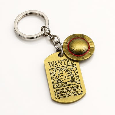 Enluxe piraten anime sleutelhanger Wanted poster brons, verjaardag cadeau geïnspireerd op One Piece style