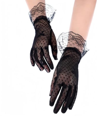 Elegante Korte Kanten Handschoenen voor Dames, Perfect voor Bruiloften, Feestjes en Halloween