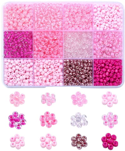 1800Pcs 12 Kleuren Roze Serie 4 ~ 5mm Ronde Glas Rocailles Voor Diy Ambachten Armband Kettingen Sieraden Maken
