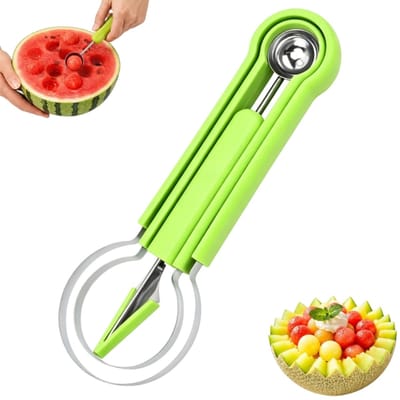 Fruitlepel - snijmes - fruitsnijder - pitverwijderaar - keukengereedschap - geschikt voor thuis en in de horeca - milieuvriendelijk - groen-pitschraper 21,5*6,5 cm / 20*5 cm - snijmes 19*1,5 cm