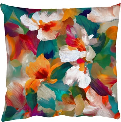 Sierkussens - Kussentjes Woonkamer - 50x50 cm - Harmonieus - Abstracte bloemen - Warme tinten
