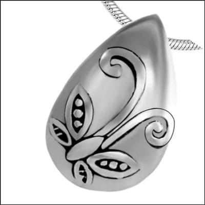 Aramat Jewels | Gedenkhangers | RVS Vlinder Ashanger Diverse Kleuren - Crematie Hanger Gedenksieraad | Zilverkleur geoxideerd-2x1,2cm | |20mm | Staal | Volwassenen | Verkleurd niet