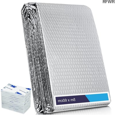 RFWR® Energiebesparende radiator-reflectorfolie 5 m x 60 cm - Warmtereflecterende isolatiefolie met kleefpad