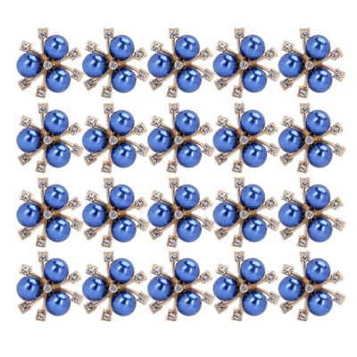 20 Pièces Fleur Perle Strass DIY Vêtement Manchette Broche Accessoires de Bijoux de ModeRouge bleu