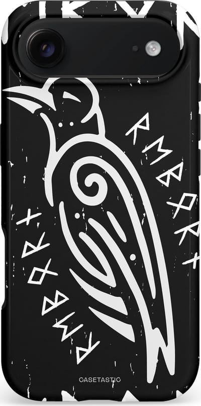 Casetastic hoesje geschikt voor Apple iPhone Air - MagSafe - Dubbellaagse bescherming - Runische Symboliek - Fashion Case - Zwart Grijs Wit