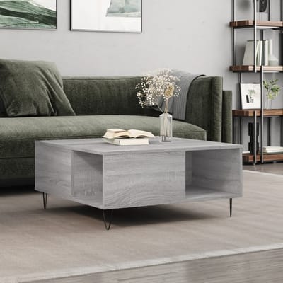 vidaXL - Salontafel - 80x80x36,5 - cm - bewerkt - hout - grijs - sonoma - eikenkleurig