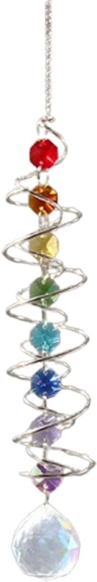 Decoratieve Kristallen Windgong met Spiral Tail en Zeven Chakra Kralen voor Tuin en Raamdecoratie