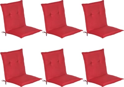 Beautissu Set van 6x Tuinkussens Lage Rug Loft NL 100 x 50 x 6 cm - Kussen Rood - Zitkussen Sierkussen Tuinstoel