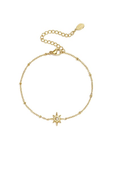 Dames Armband met bolletjes en vallende ster met steen - Verkleurt niet - Cadeau - Goudlief.nl