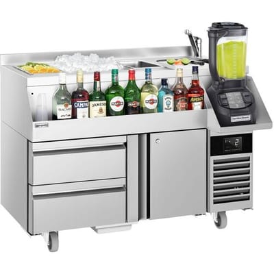 GGM Gastro Bar-Cocktail-Getränkekühltisch - 1200mm - 150 Liter - 1 Tür, 2 Schublade & 230V Steckdose