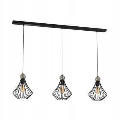 Rustieke Hanglamp Jewel Zwart 3xE27