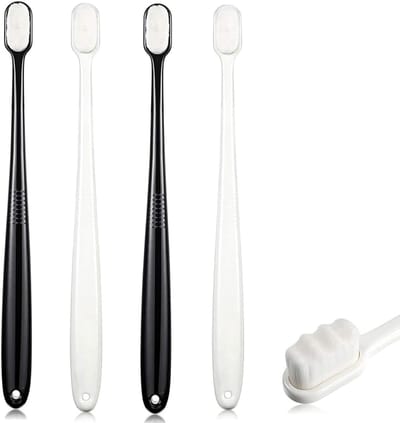 Nano Tandborstel Set - Zachte Tandenborstels - Dagelijkse Mondverzorging - 20000 Micro Borstels - 4 Stuks - Zwart Wit