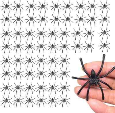 60 Stuks Nep Spinnen voor Halloween Decoratie, Horror Versiering voor Tuin, Tafel en Deur, Perfect voor Halloween Feestjes