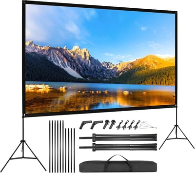 Projectiescherm met statief - Mobiel filmscherm - Thuisbioscoop en presentaties - Snel opvouwbaar - 120 inch HD - Wit