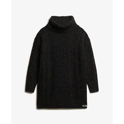 Superdry - Kabeltrui-jurk met rolkraag - Dames - Jurken