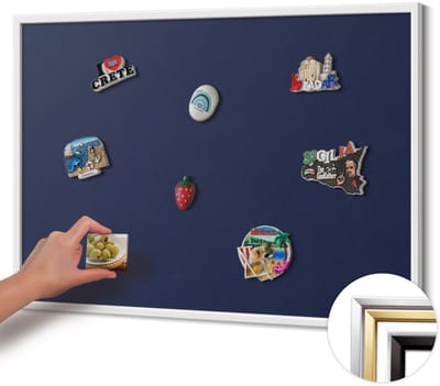 Wallfluent - Marine Magneetbord in Effen Kleuren - 100 cm x 70 cm - Magneetbord met Witte Frame - Kleur: donker marineblauw - Magnetisch Bord Kindvriendelijk - Magnetisch Bord Rechthoekig - Memobord Magnetisch