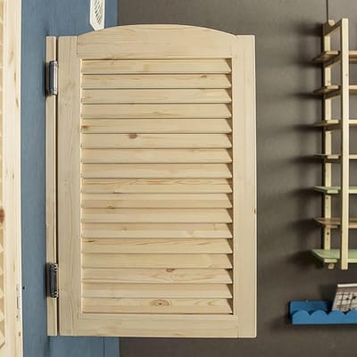 Houten Halve Deur - Scharnierdeur Scheidingsdeur - Ruimte Verdelen - Automatisch Sluitend - 90x90cm - Naturel