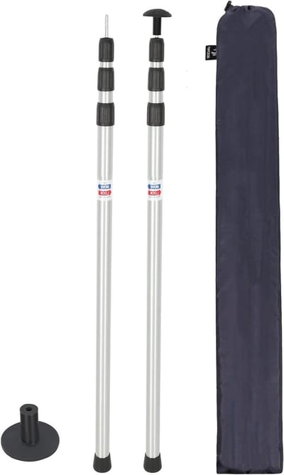 Telescopische Tentstokken - Kampeerstokken Luifel - Opzetten Shelter - Twist Lock Systeem - 90-230 cm - Zilver
