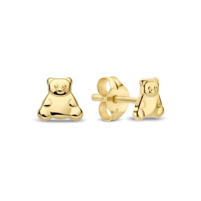 New Bling 9NBG-1055 – Gouden Oorbellen Dames – Oorknopjes Teddybeer – 14K Goud – 4,6 mm – Cadeau voor Vrouwen