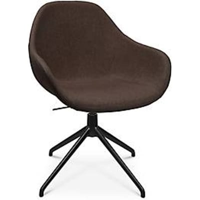 Conferentiestoel Topstar Sitness Life 2.0, draaibaar/zitting in hoogte verstelbaar, armleuningen, B 450 x D 460 x H 440-470 mm, 4-poots onderstel, aluminium zwart mat & stof, d.bruin