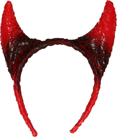 Halloween diadeem - duivel hoorntjes - rood/zwart - kunststof - tiara/haarband