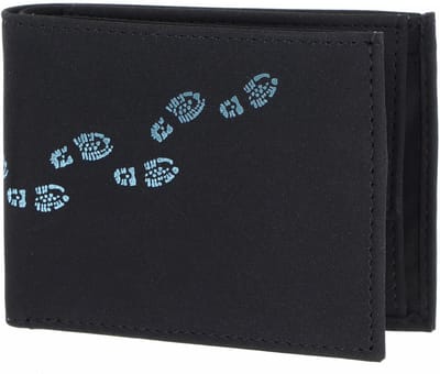 oxmox portemonnee New Cryptan RFID Protect Pocketbörse Footsteps 2.0 Print Cyan Black zwart