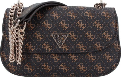 GUESS Schoudertas Eco Erica Convertible Xbody Flap Bag Brown Logo Donkerbruin