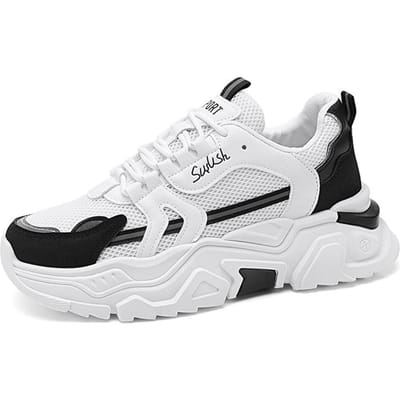 Heren casual schoenen met dikke zool en mesh panelen, zomer ademend, zacht zool, hardloopschoenen, outdoor mode sportschoenen, heren sneakers 39 white