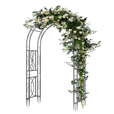 unho metalen tuinboog trellis - decoratieve buiten prieel boog - bruiloft boog frame voor paden ingangen klimplanten