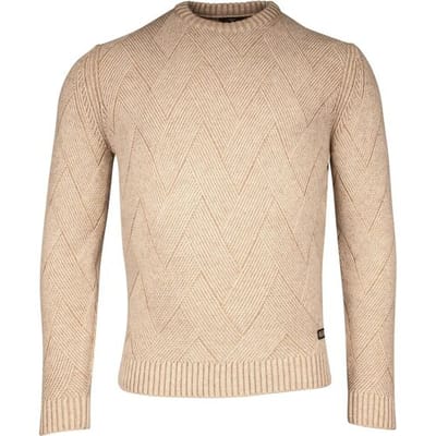 Baileys Trui Crew Neck Plated Large V-Shape Structure Knit Off White / male
