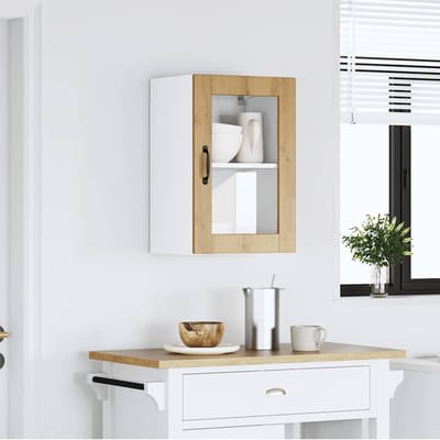 vidaXL - Keukenbovenkast - met - glazen - deur - Porto - artisanaal - eikenkleur